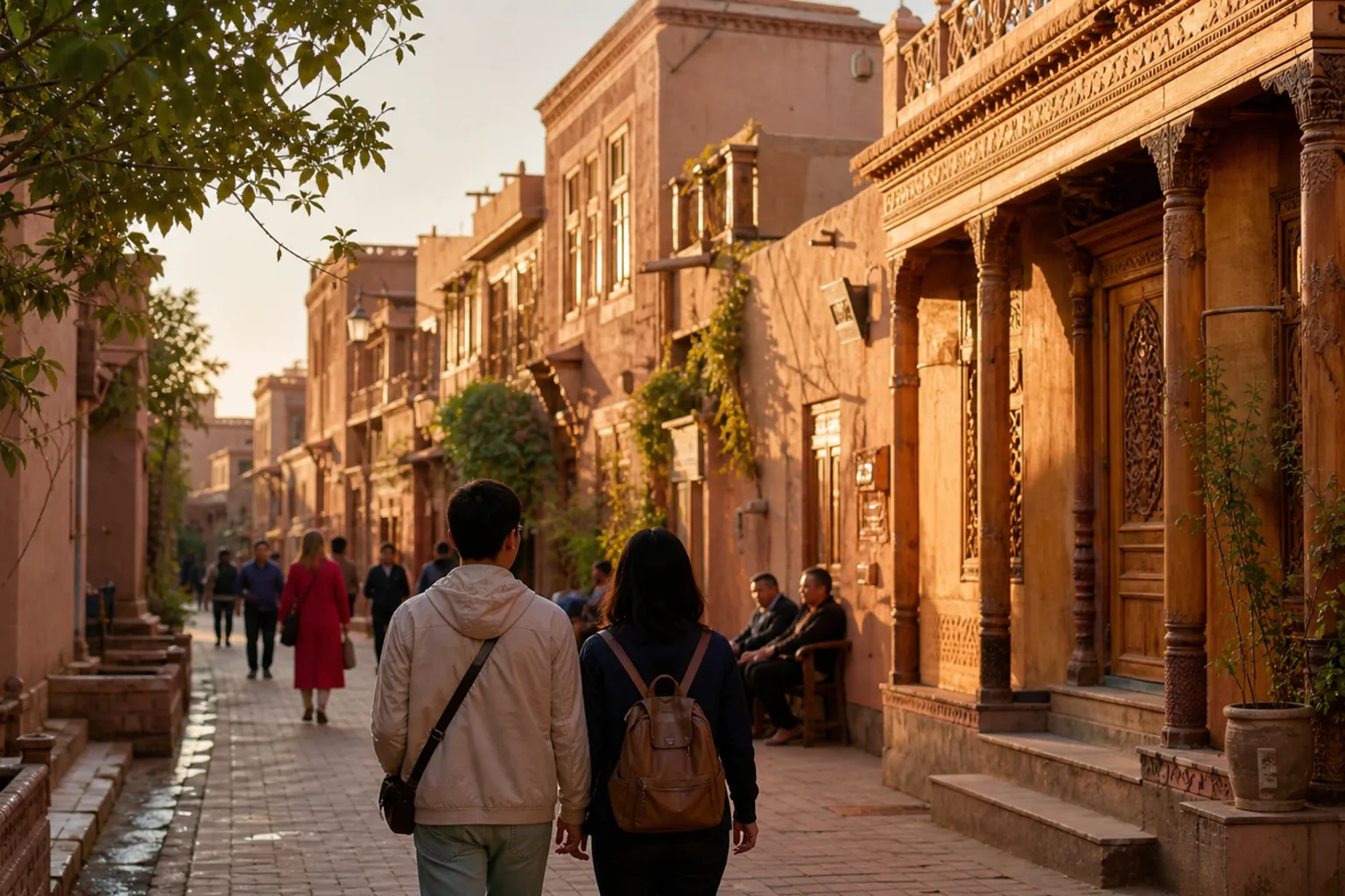 Walking street and traditional architecture in Kashgar