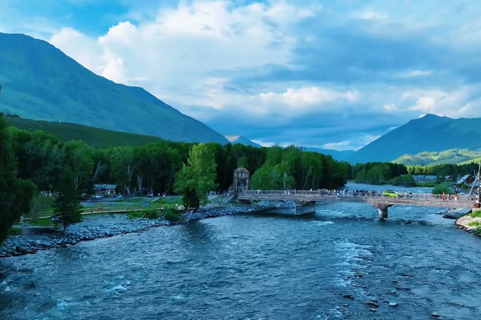 River valley and mountains in Ili