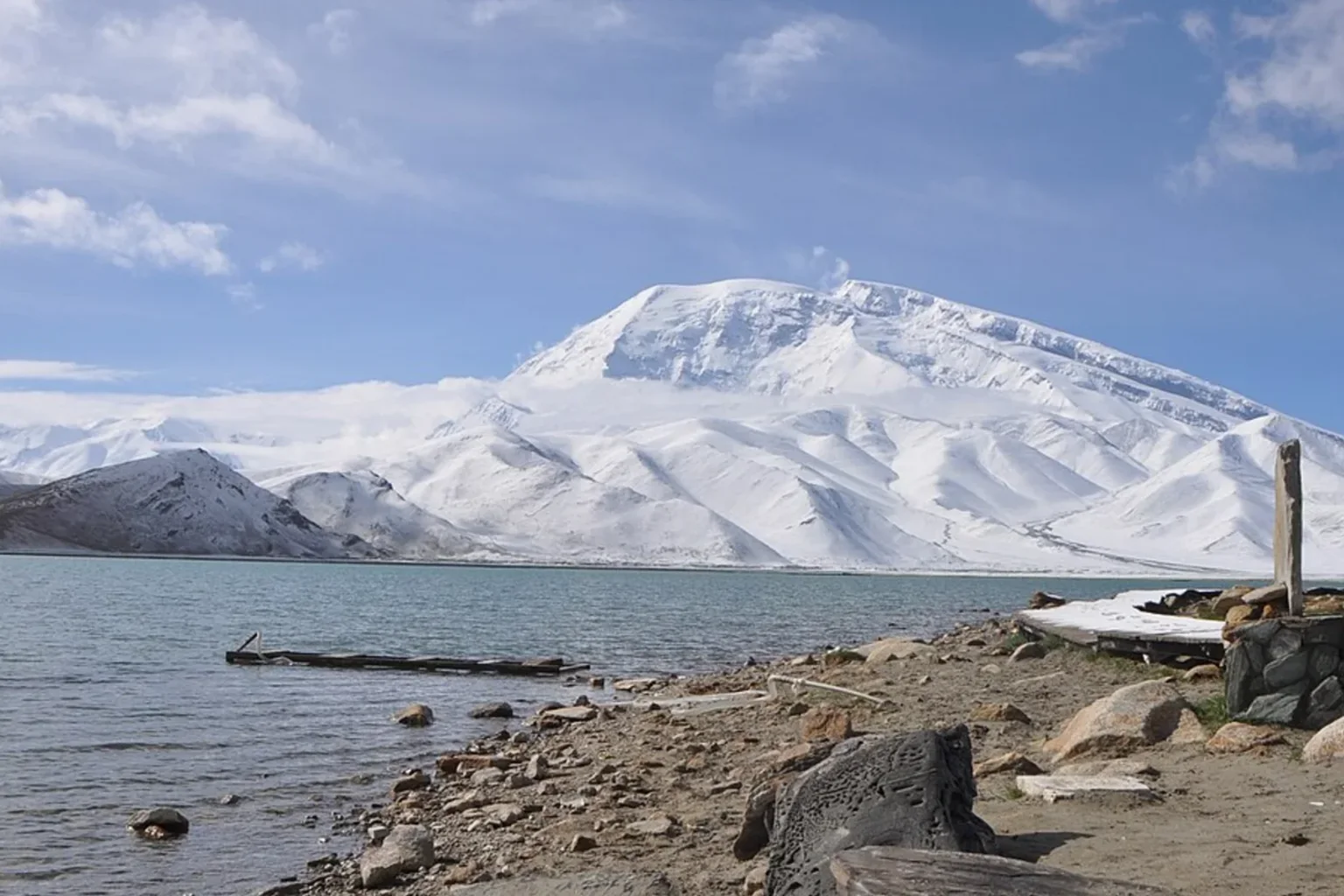 High mountain lake on a Southern Xinjiang overland route
